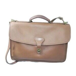 Jack Georges University Slim Dowel Briefcase Brown Leather, USA Retail $375
